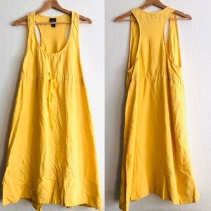 Eileen Fisher linen racer back yellow dress Medium